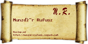Munzár Rufusz névjegykártya